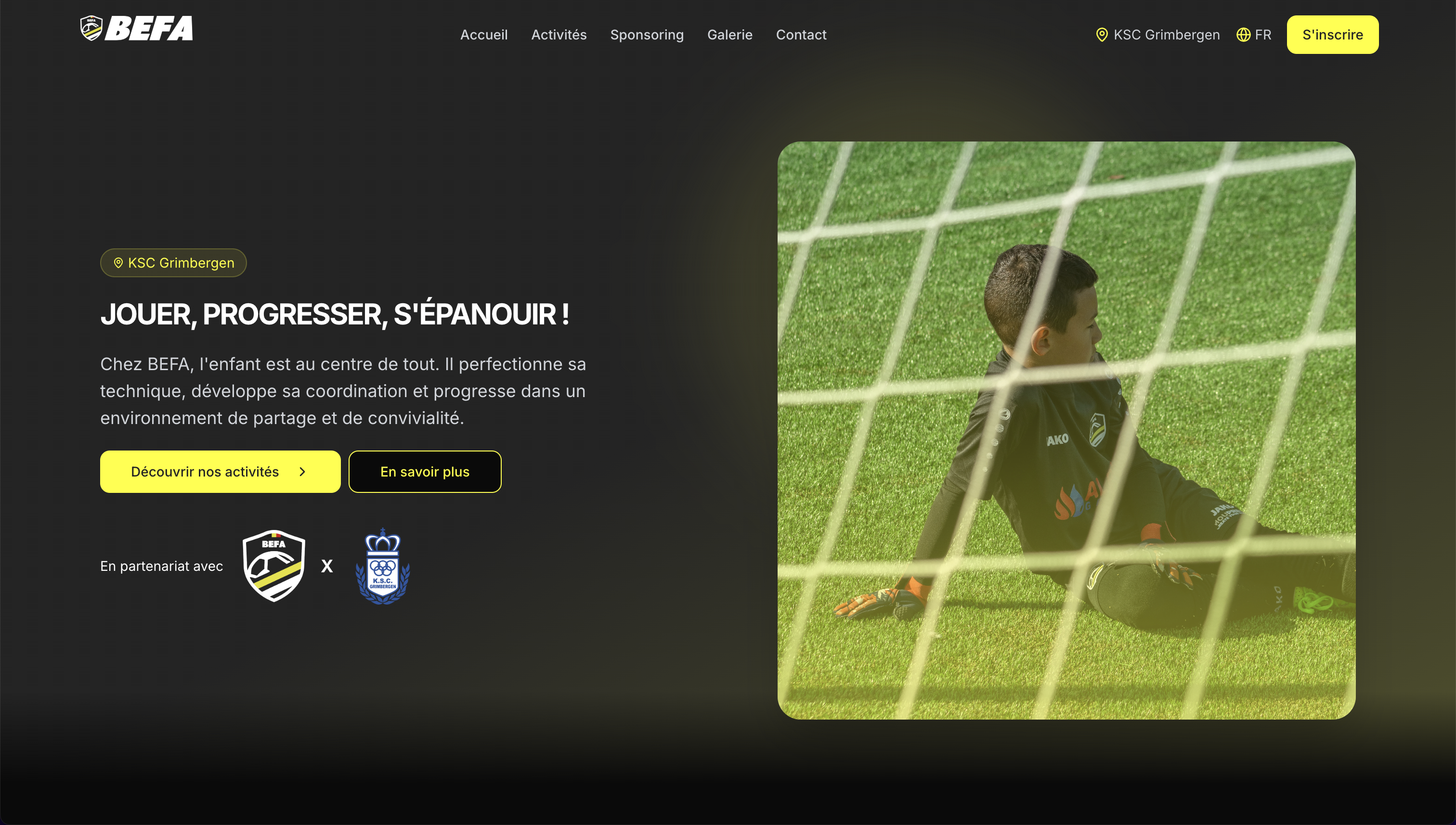 Interface de la plateforme BEFA Academy